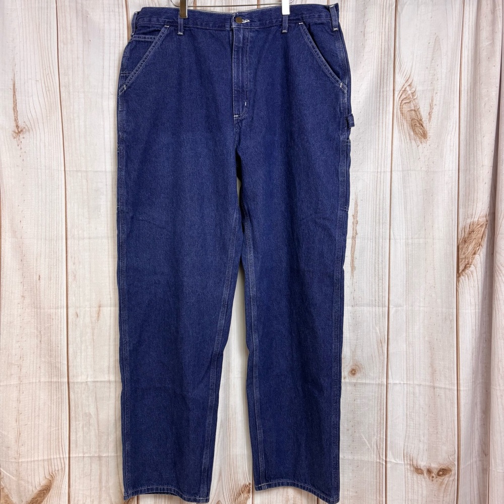 Carhartt Carpenter Jeans Dungaree Loose Fit Dark Wash Utility Work Pants 40x34